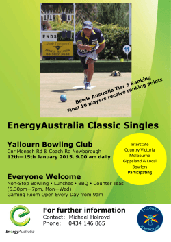 EnergyAustralia Classic Singles  Yallourn Bowling Club