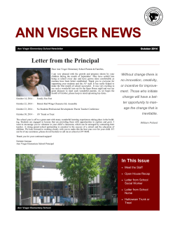 ANN VISGER NEWS Letter from the Principal Without change there is