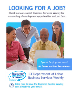 Special Employment Insert!  AJ Penna and Son Recruitment