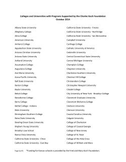 Colleges and Universities with Programs Supported by the Charles Koch... October 2014