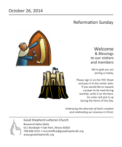 Welcome October 26, 2014 Reformation Sunday &amp; Blessings