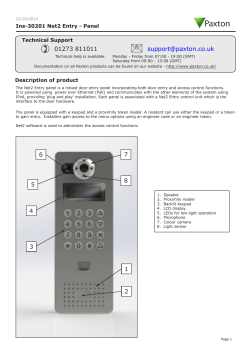 Paxton 01273 811011  Ins-30201 Net2 Entry - Panel