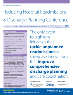 Reducing Hospital Readmissions &amp; Discharge Planning Conference The only event to highlight