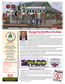 LINDENWOLD THE Message from the Oﬃce of the Mayor DIVERSE