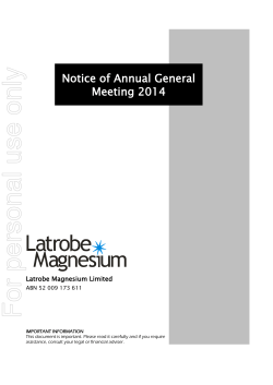 For personal use only Magnes um Notice of Annual General Meeting 2014