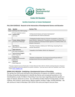 FALL 2014 SCHEDULE:  Research at the Intersection of Developmental... Date Speaker