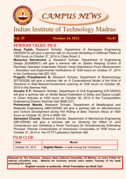 Indian Institute of Technology Madras CAMPUS NEWS