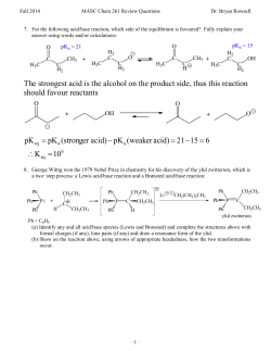 4 Fall 201 MASC Chem 261 Review Questions Dr. Bryan Rowsell