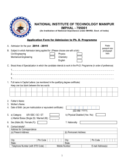NATIONAL INSTITUTE OF TECHNOLOGY MANIPUR IMPHAL - 795001