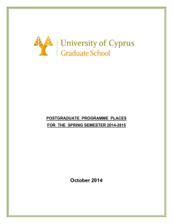 October 2014  POSTGRADUATE  PROGRAMME  PLACES