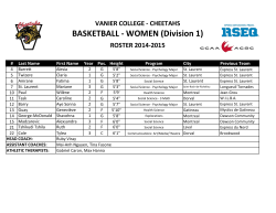 BASKETBALL - WOMEN (Division 1) VANIER COLLEGE - CHEETAHS ROSTER 2014-2015