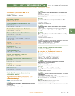 POSTER SESSIOn Thurs | THuRSDAy, October 23, 2014 2014