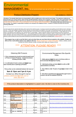 Environmental MANAGEMENT, Inc.  Product Distribution Program