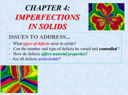 CHAPTER 4: IMPERFECTIONS IN SOLIDS ISSUES TO ADDRESS...