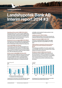 Landshypotek Bank AB Interim report 2014 #3
