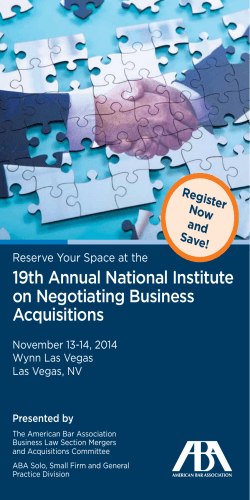 19th Annual National Institute on Negotiating Business Acquisitions Register