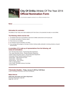 City Of Orillia Official Nomination Form Name: Information for nominator: