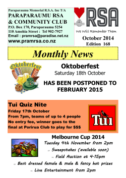 Monthly News Oktoberfest PARAPARAUMU RSA &amp; COMMUNITY CLUB