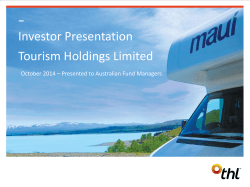 Investor Presentation Tourism Holdings Limited
