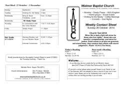 Walmer Baptist Church Next Week  27 October – 1 November Monday Badminton