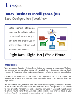 Datex Business Intelligence (BI) Base Configuration | Workflow Introduction