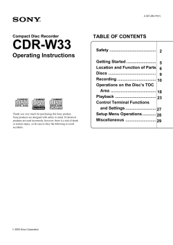 CDR-W33 Operating Instructions TABLE OF CONTENTS