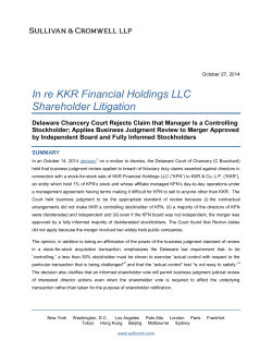 In re KKR Financial Holdings LLC Shareholder Litigation