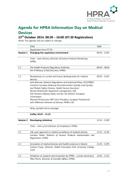 Agenda for HPRA Information Day on Medical Devices 23