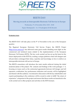 REETS DAY Moving towards an Interoperable Electronic Toll Service in Europe