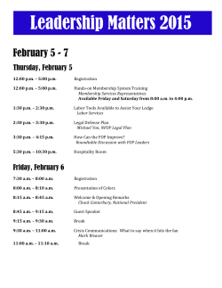 Leadership Matters 2015 February 5 - 7 Thursday, February 5