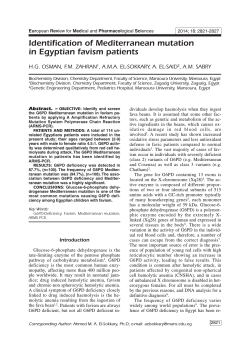 Identification of Mediterranean mutation in Egyptian favism patients H.G. OSMAN, F.M. ZAHRAN