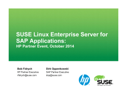 SUSE Linux Enterprise Server for SAP Applications: HP Partner Event, October 2014