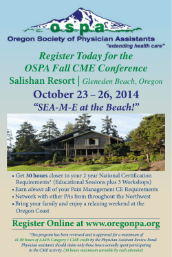 October 23 – 26, 2014 Salishan Resort |