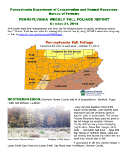 PENNSYLVANIA  WEEKLY FALL FOLIAGE REPORT Bureau of Forestry