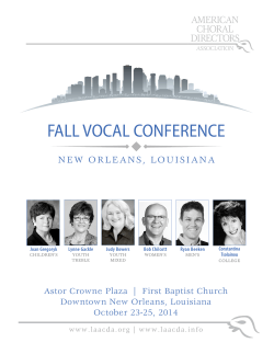 FALL VOCAL CONFERENCE Downtown New Orleans, Louisiana