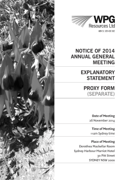 NOTICE OF 2014 ANNUAL GENERAL MEETING EXPLANATORY