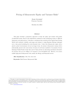 Pricing of Idiosyncratic Equity and Variance Risks ∗ Elise Gourier October 24, 2014