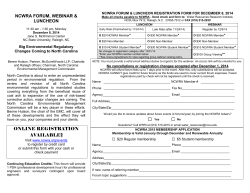 NCWRA FORUM &amp; LUNCHEON REGISTRATION FORM FOR DECEMBER 8, 2014 * **
