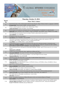 Poster Program Thursday, October 23, 2014  Board