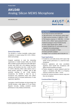 AKU340 Analog Silicon MEMS Microphone  Key Features