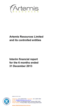 Artemis Resources Limited and its controlled entities  Interim financial report