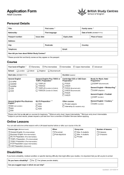 Application Form Personal Details Adult Courses