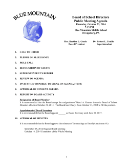 Board of School Directors Public Meeting Agenda  Thursday, October 23, 2014