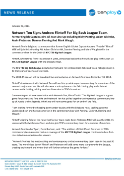 Network Ten Signs Andrew Flintoff For Big Bash League Team.