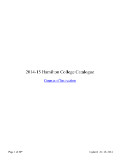 2014-15 Hamilton College Catalogue Courses of Instruction  Departments and Programs