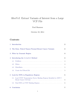 filterVcf: Extract Variants of Interest from a Large VCF File Contents Paul Shannon