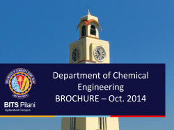 Department of Chemical Engineering BROCHURE – Oct. 2014 BITS