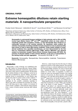 Extreme homeopathic dilutions retain starting materials: A nanoparticulate perspective ORIGINAL PAPER Chikramane
