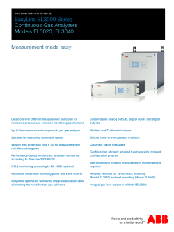 EasyLine EL3000 Series Continuous Gas Analyzers Models EL3020, EL3040 Measurement made easy