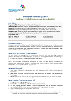 IMI Diploma in Management  Available in DUBLIN commencing November 2014